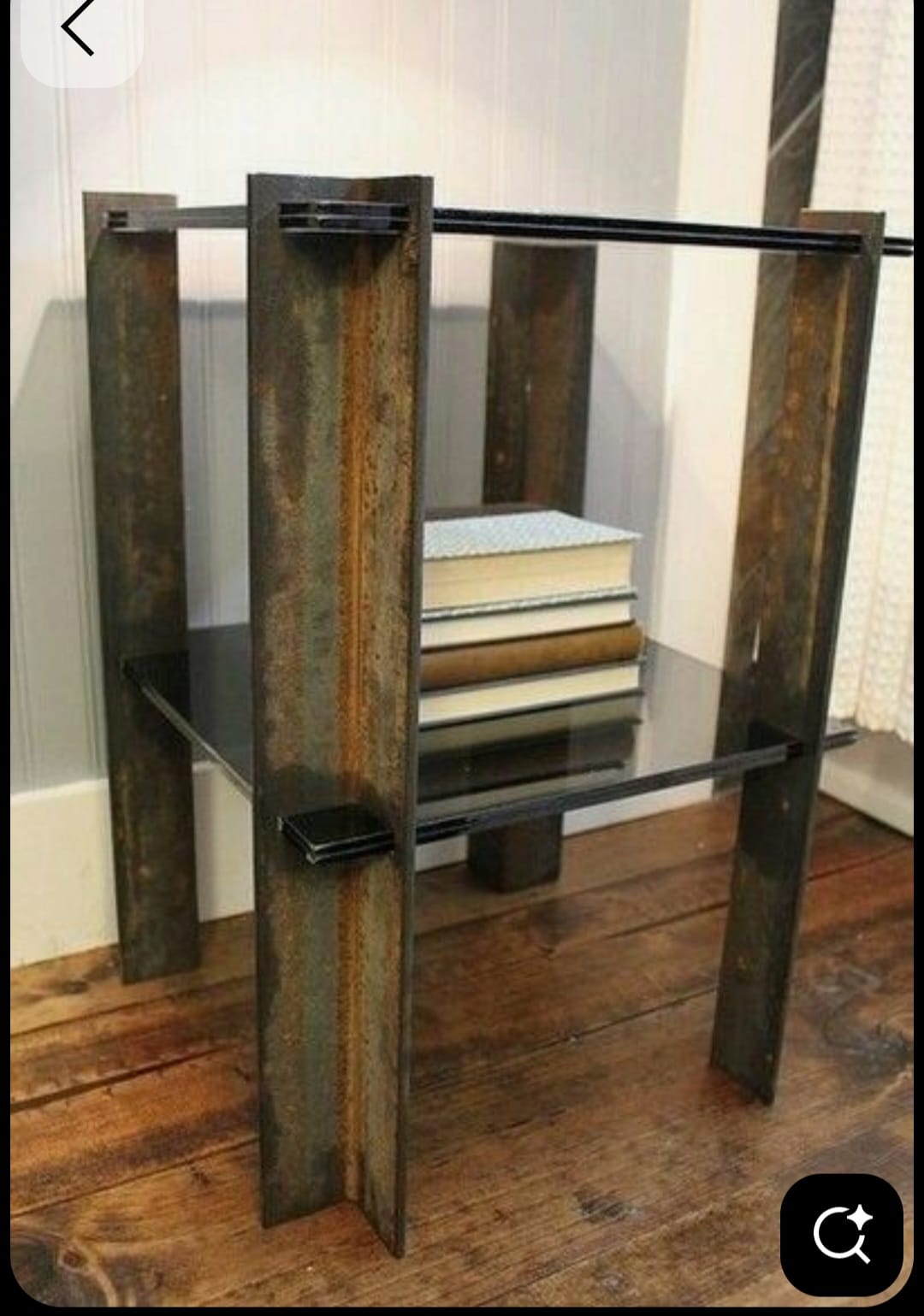 Rustic steel and wood side table