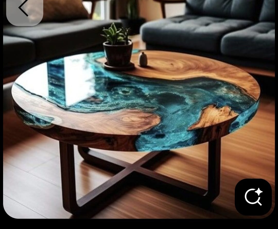 Blue resin coffee table