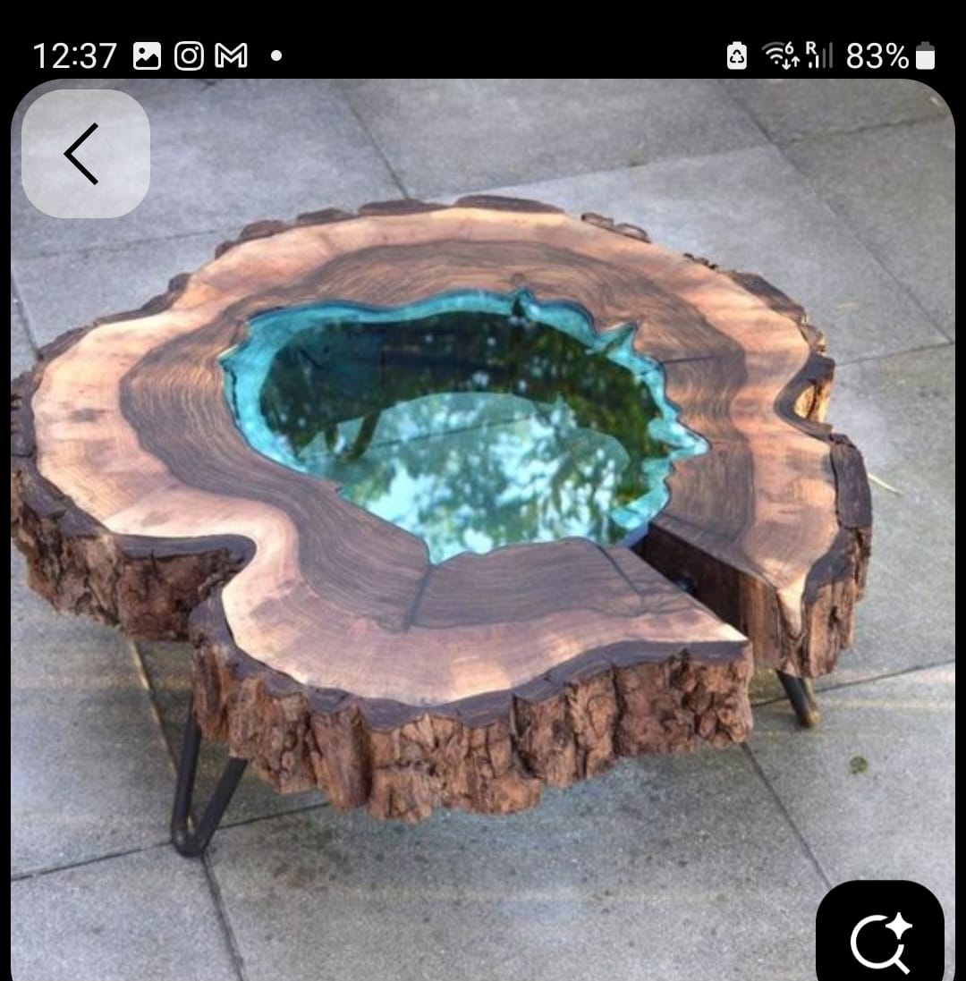 Resin pond coffee table